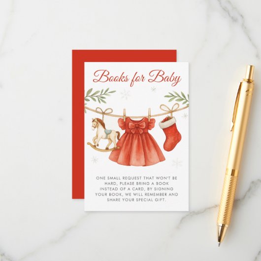 Christmas Clothesline Baby Shower Books for Baby Begleitkarte (Vorderseite/Rückseite Beispiel)