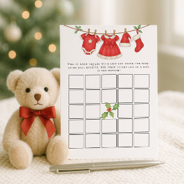 Christmas Clothesline Bingo Baby Shower Game Card Einladung
