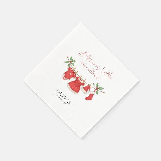 Christmas Clothesline Merry Little Baby Shower Serviette (Ecke)