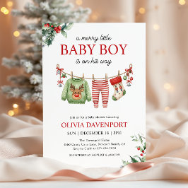 Christmas Clothesline Merry Little Boy Baby Shower Einladung