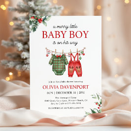 Christmas Clothesline Merry Little Boy Baby Shower Einladung