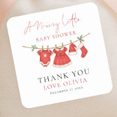 Christmas Clothesline Thank You Baby Shower Quadratischer Aufkleber