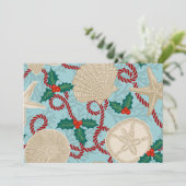 Christmas Coastal Tropical Sea Shells - Aqua & Red Einladung (Stehend Vorderseite)