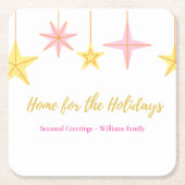 Christmas Coaster  with Holiday Motifs Rechteckiger Pappuntersetzer (Vorderseite)