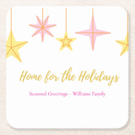 Christmas Coaster  with Holiday Motifs Rechteckiger Pappuntersetzer