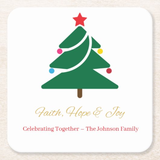 Christmas Coaster with Holiday Motifs Rechteckiger Pappuntersetzer (Vorderseite)