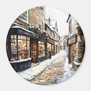 Christmas Cobblestone Street Magnet