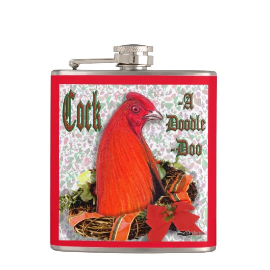 Christmas Cockadoodledoo Flachmann (Vorderseite)