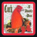 Christmas Cockadoodledoo Quadratischer Aufkleber<br><div class="desc">It's Christmas and I've got something to crow about!</div>
