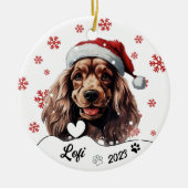 Christmas Cocker Spanel Dog Personalisiert Keramik Ornament (Vorne)