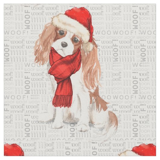 Christmas Cocker Spaniel Dog Woof Word Art Stoff (Nahaufnahme)