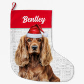 Christmas Cocker Spaniel with Dog's Name Großer Weihnachtsstrumpf (Vorderseite)