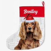 Christmas Cocker Spaniel with Dog's Name Großer Weihnachtsstrumpf (Rückseite)