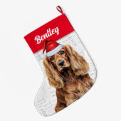 Christmas Cocker Spaniel with Dog's Name Großer Weihnachtsstrumpf (Rückseite (Hängend))