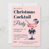 Christmas Cocktail Party Pink And Black Elegant Einladung (Vorderseite)