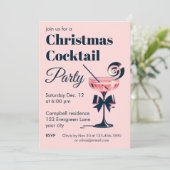 Christmas Cocktail Party Pink And Black Elegant Einladung (Stehend Vorderseite)