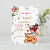 Christmas Cocktails and Cookies Party Invitation Einladung (Stehend Vorderseite)