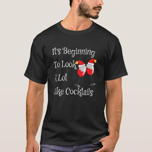Christmas Cocktails Party Drinking Holiday Bartend T-Shirt (Vorderseite)