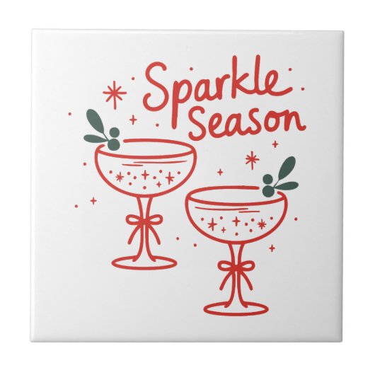 Christmas Cocktails Sparkle Season Fliese (Vorderseite)