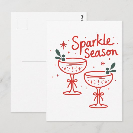 Christmas Cocktails Sparkle Season Postkarte (Vorne/Hinten)