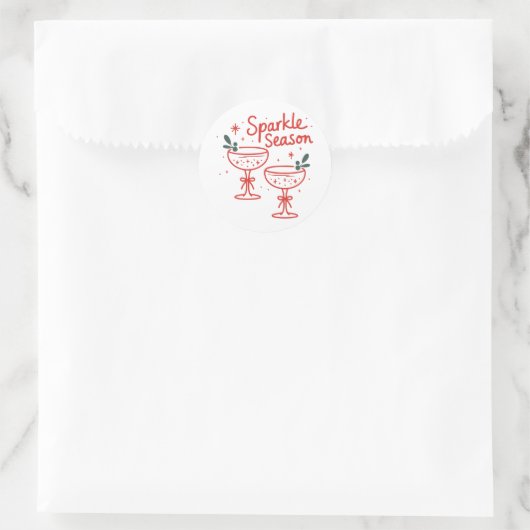 Christmas Cocktails Sparkle Season  Runder Aufkleber (Tasche)