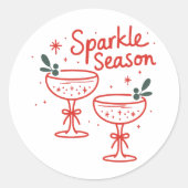 Christmas Cocktails Sparkle Season  Runder Aufkleber (Vorderseite)