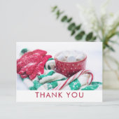 Christmas Cocoa Candy Cane Scarf & Mitt Vielen Dan Dankeskarte (Stehend Vorderseite)