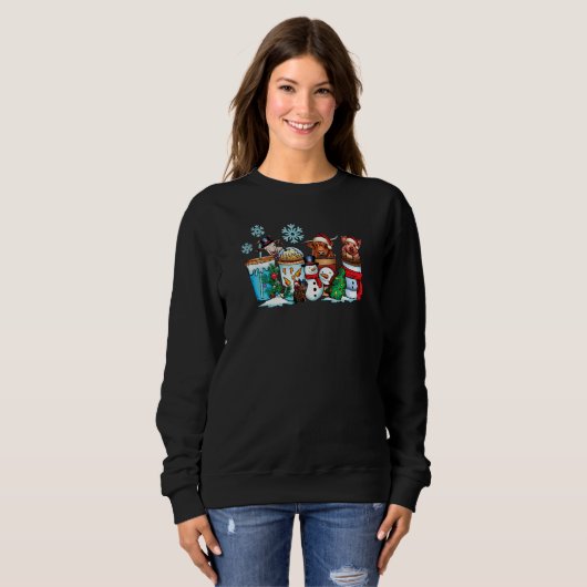 Christmas Coffee Animals Latte Snowman Sweatshirt (Vorne ganz)
