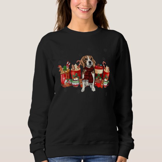 Christmas Coffee Drink Beagle Dog Sweatshirt (Vorderseite)
