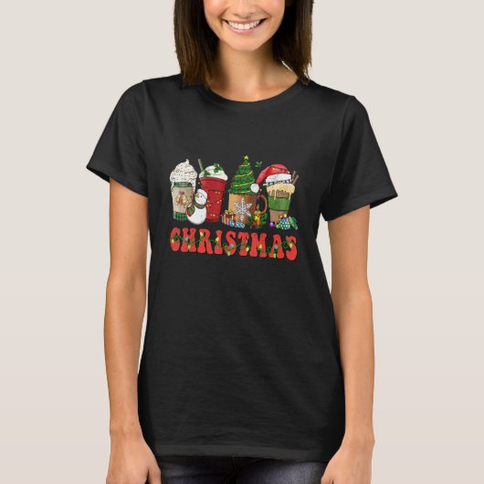 Christmas Coffee For Womens Latte Cozy Winter Coff T-Shirt (Vorderseite)