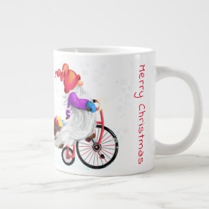 Christmas Coffee Mug Gnome with Bike and Ohrts Jumbo-Tasse
