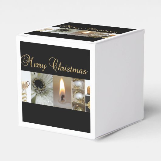 Christmas Collage Black, White and Gold Geschenkschachtel (Vorderseite)