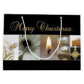 Christmas Collage Black, White and Gold Große Geschenktüte (Rückseite)
