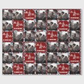 Christmas Collage Family Foto Geometric Red Geschenkpapier (Flach)