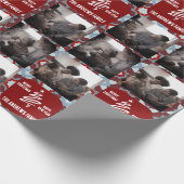 Christmas Collage Family Foto Geometric Red Geschenkpapier (Ecke)