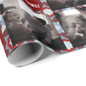 Christmas Collage Family Foto Geometric Red Geschenkpapier (Rolleneckpunkt)