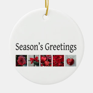 Christmas Collage in Red Keramikornament