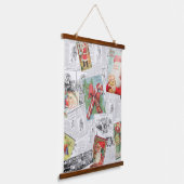 Christmas Collage Wood Topped Wall Tapestry Wandteppich Mit Holzrahmen (Gewinkelt)