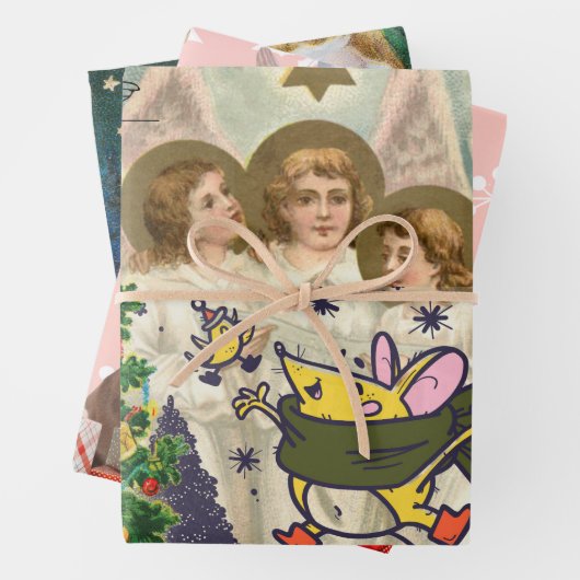 CHRISTMAS COLLAGE Wrapping Paper Sheet Set 3 Geschenkpapier Set (Beispiel)
