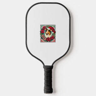 Christmas Collie Dog Illustration Weihnachten Coll Pickleball Schläger