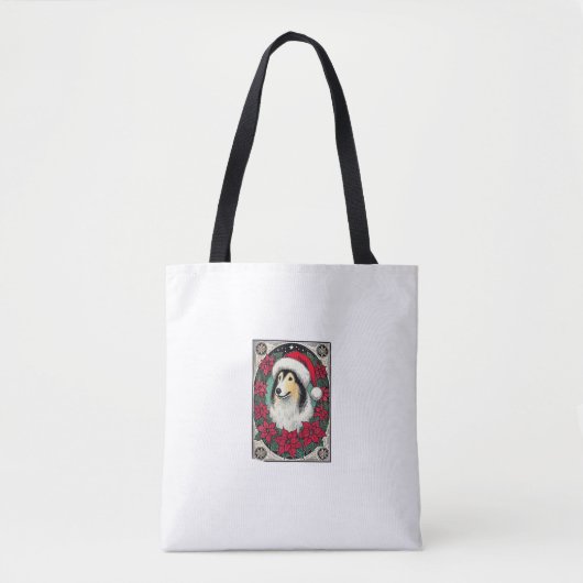 Christmas Collie Dog Illustration Weihnachten Coll Tasche (Vorderseite)