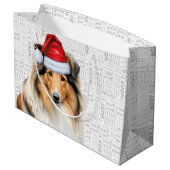 Christmas Collie Dog Lover Woof Words Holiday Große Geschenktüte (Rückseite Schrägansicht)