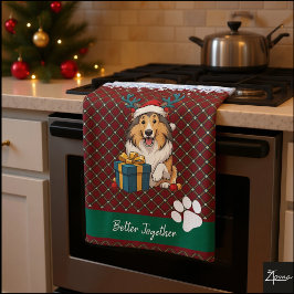 Christmas Collie Dog Reindeer Gift Graphic Geschirrtuch