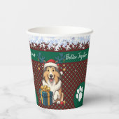Christmas Collie Dog Reindeer Gift Graphic Pappbecher (Rückseite)