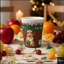 Christmas Collie Dog Reindeer Gift Graphic Pappbecher
