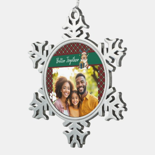 Christmas Collie Dog Reindeer Gift Graphic Schneeflocken Zinn-Ornament (Rechts)