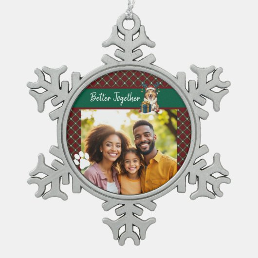 Christmas Collie Dog Reindeer Gift Graphic Schneeflocken Zinn-Ornament (Vorderseite)