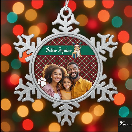 Christmas Collie Dog Reindeer Gift Graphic Schneeflocken Zinn-Ornament