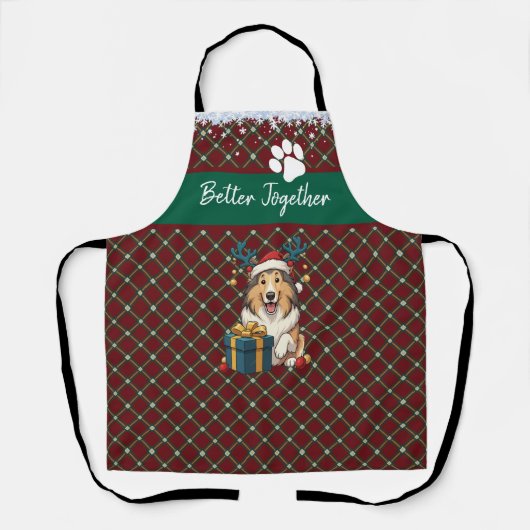Christmas Collie Dog Reindeer Gift Graphic Schürze (Vorderseite)