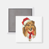 Christmas Collie Hund Magnet (Vorderseite/Rückseite)